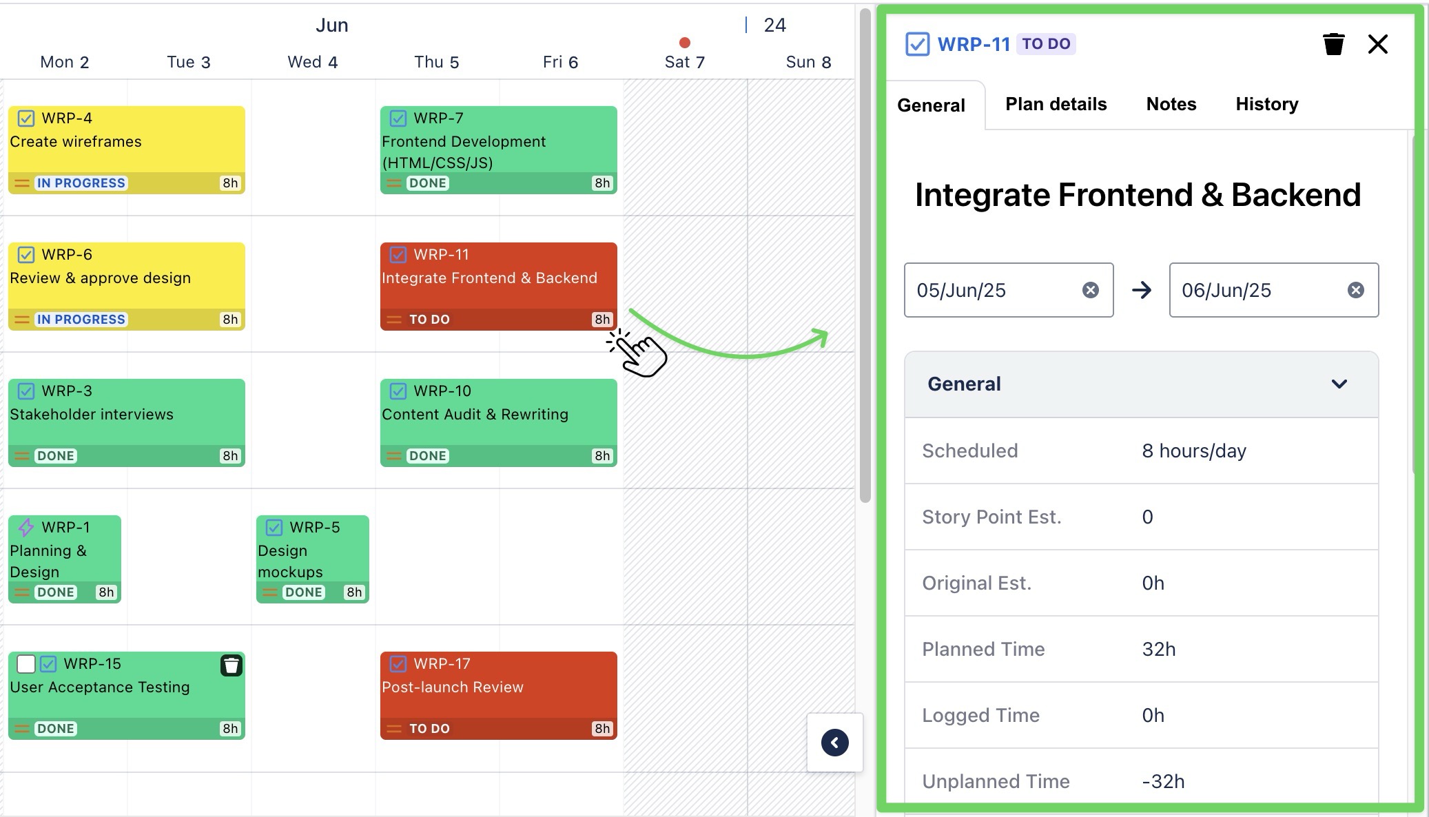 Open the planning detail.jpg