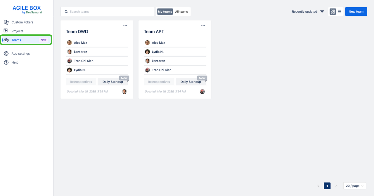 Daily Standup for Teams - Access Teams
