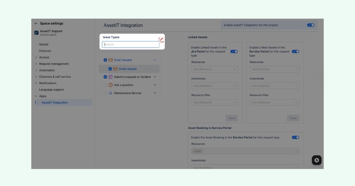 Search for Jira Issue and Request Types in Integration Settings.jpg